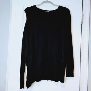 Planet By Lauren G Cutout Shoulder Pima Cotton Sweater